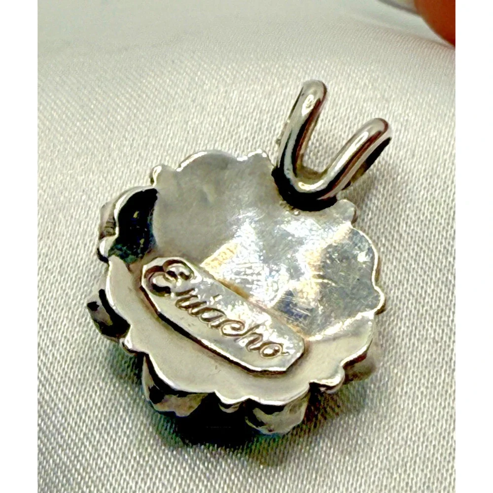 Vintage Zuni Eriacho Sterling Silver Opal Cluster Floral Pendant One of a Kind